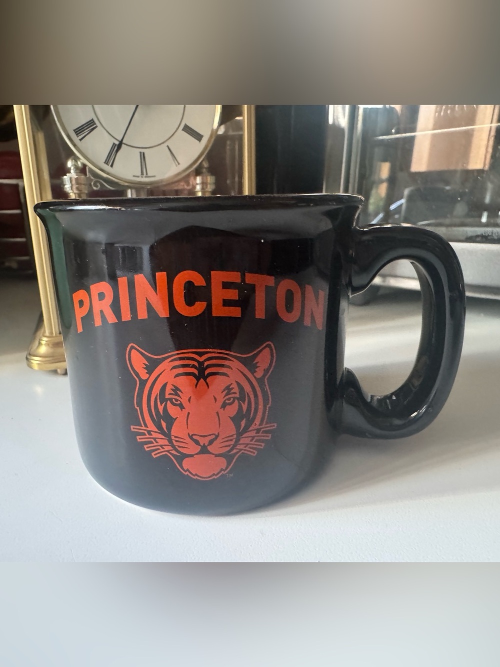 Princeton Black Ceramic Mug with Orange Tiger Logo